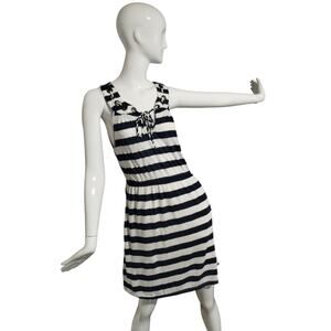 Ya Los Angeles Nautical Womens size M Coastal Beachy Striped Sailor Preppy Dress